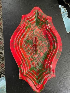 Red and Green Decorative Ceramic Tray/Ashtray